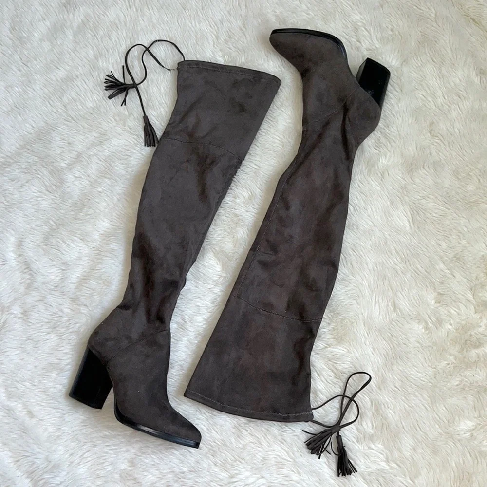 Marc Fisher Gray Suede Alinda Over the Knee Boots